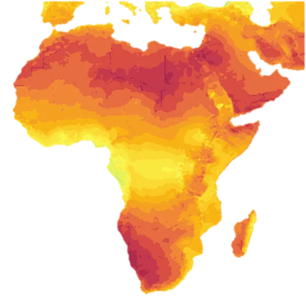 World Bank photovoltaic power potential map of Africa and Arabia, with Zambia marked inside the high-yield southern African belt.